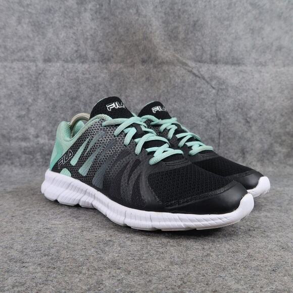 Fila Shoes Womens 7 Athletic Trainers Running Active Lace Up Comfort Black Blue - Picture 1 of 13